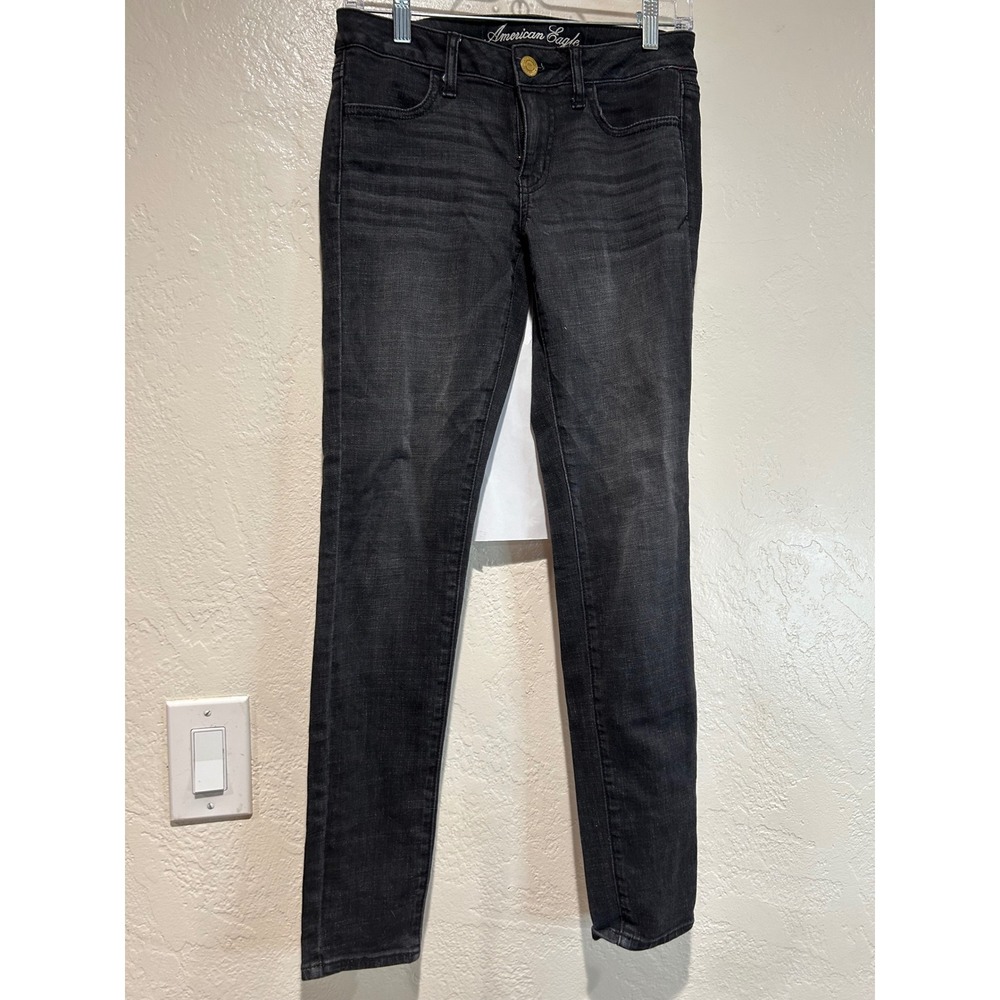 American Eagle Women Jegging Jeans Size 6 Regular Faded Black Stretch Denim Slim
